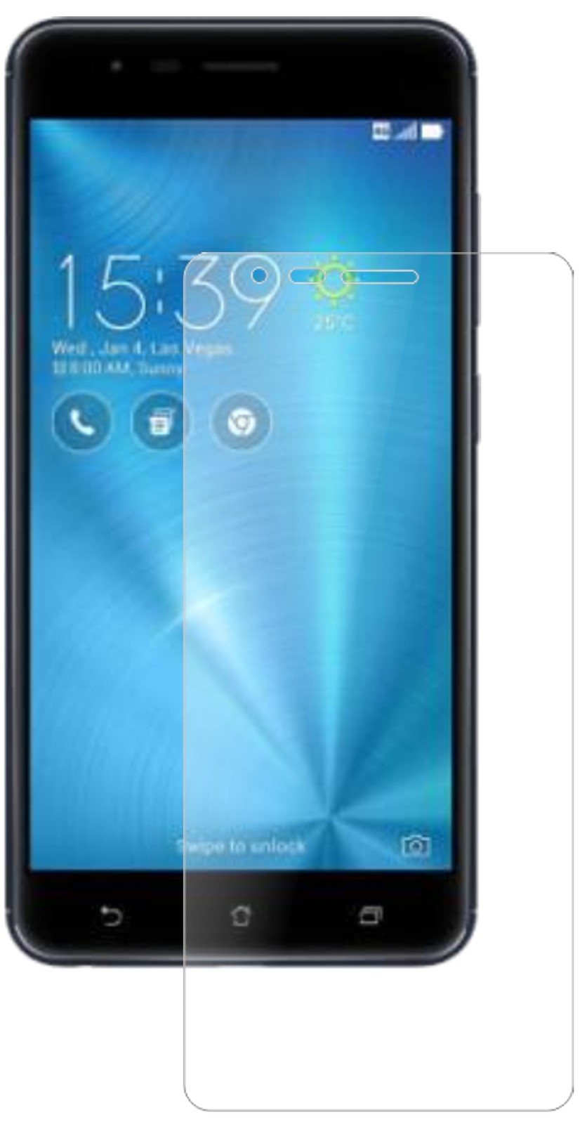 AsusZenFone Zoom S mit aufgebrachter dipos Panzerfolie, die lästige Fingerabdrücke minimiert