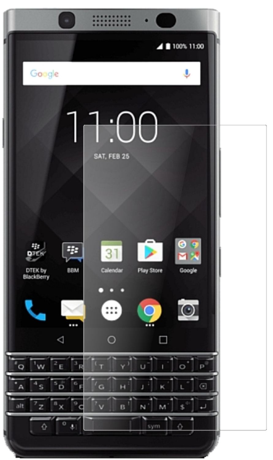 BlackberryKeyOne mit aufgebrachter dipos Panzerfolie, die lästige Fingerabdrücke minimiert