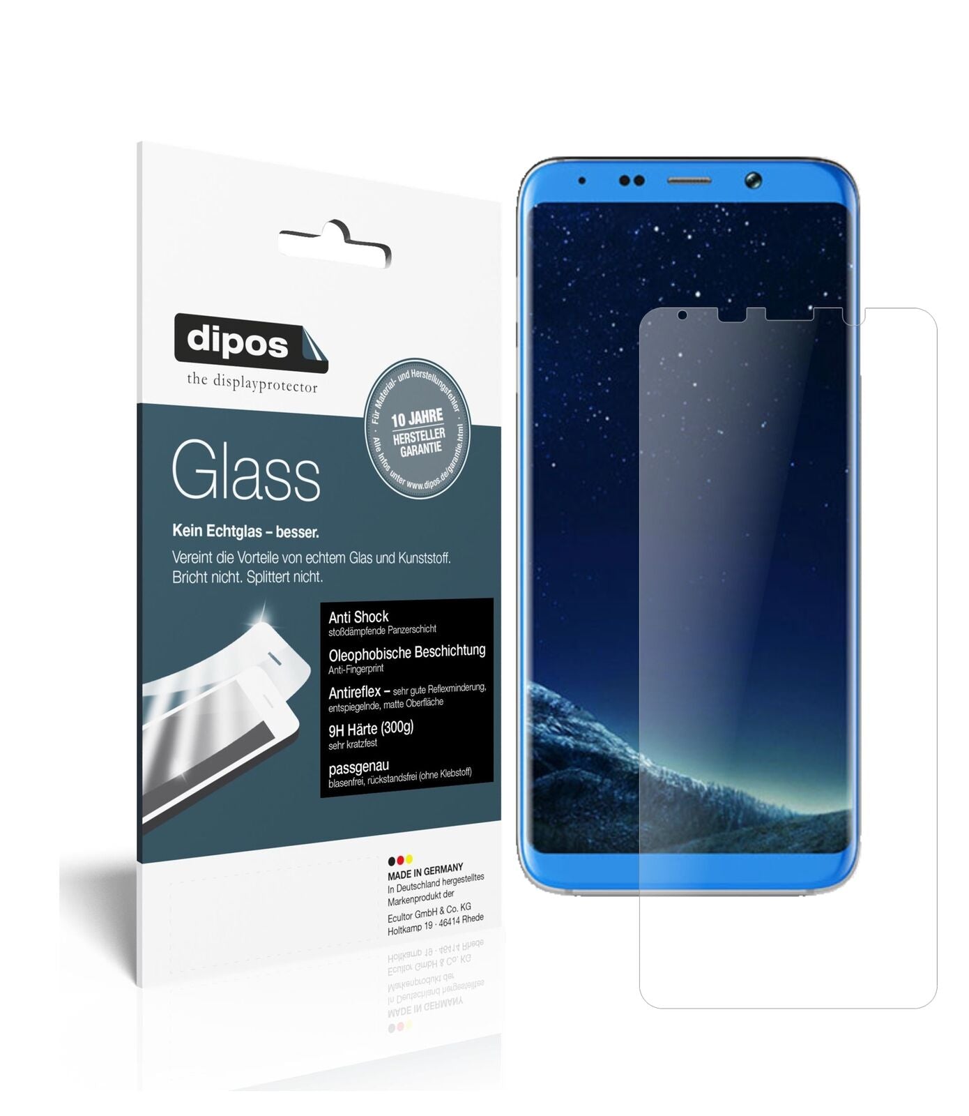 BlubooS8+ mit aufgebrachter dipos Panzerfolie, die lästige Fingerabdrücke minimiert