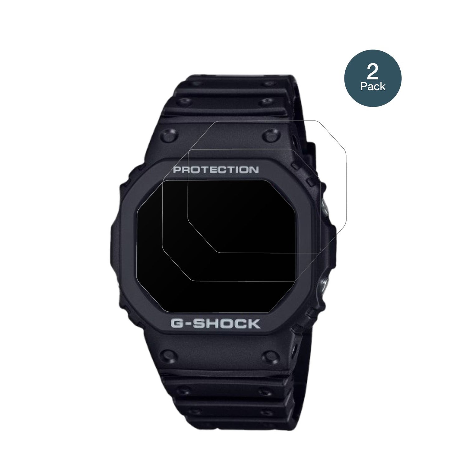 CasioG-Shock DW-5000R-1A mit aufgebrachter dipos Panzerfolie, die lästige Fingerabdrücke minimiert
