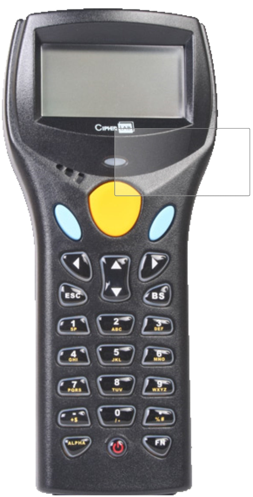 Cipherlab8370 mit aufgebrachter dipos Panzerfolie, die lästige Fingerabdrücke minimiert