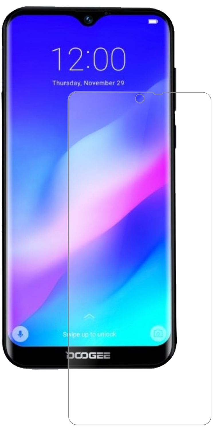 DoogeeY8 Plus (2019) mit aufgebrachter dipos Panzerfolie, die lästige Fingerabdrücke minimiert