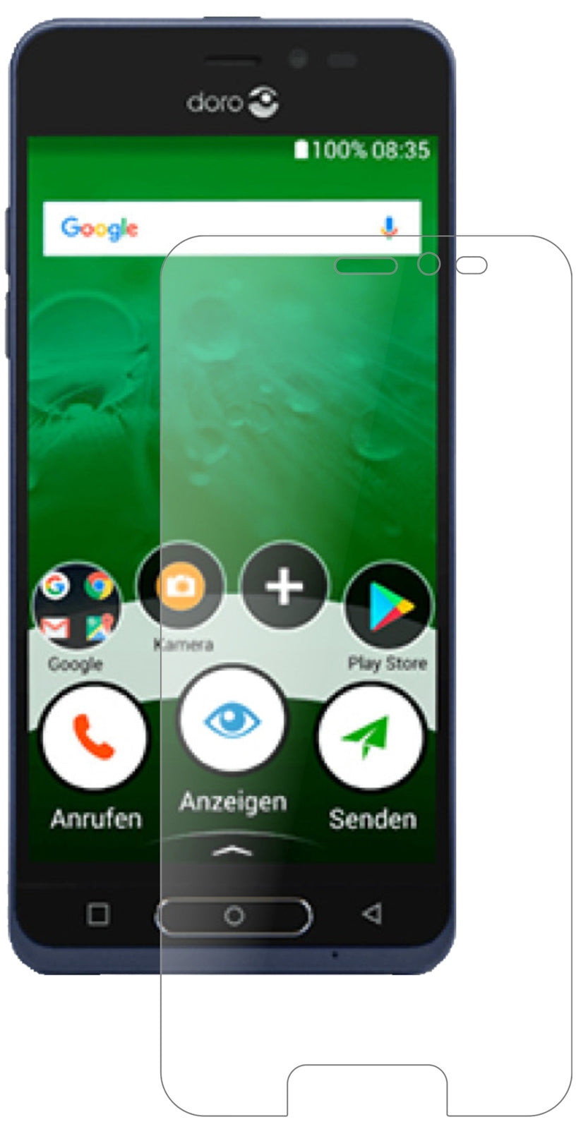 Doro8035 mit aufgebrachter dipos Panzerfolie, die lästige Fingerabdrücke minimiert