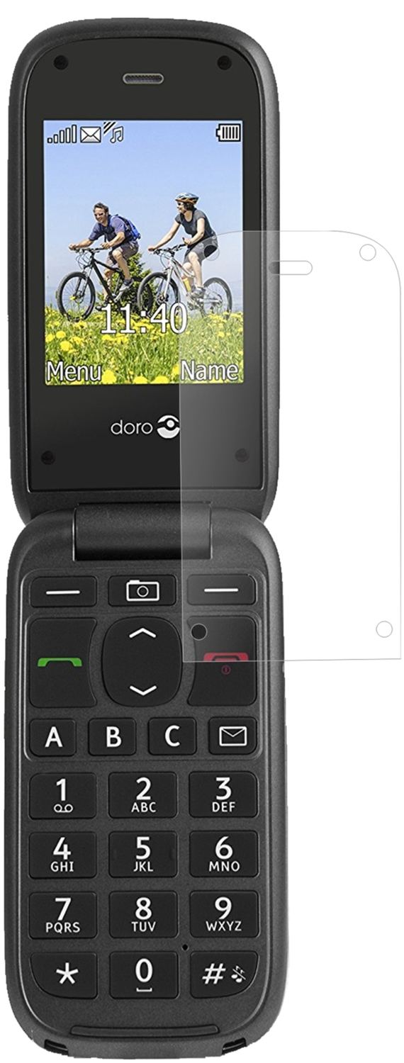 DoroPhoneEasy 613 mit aufgebrachter dipos Panzerfolie, die lästige Fingerabdrücke minimiert