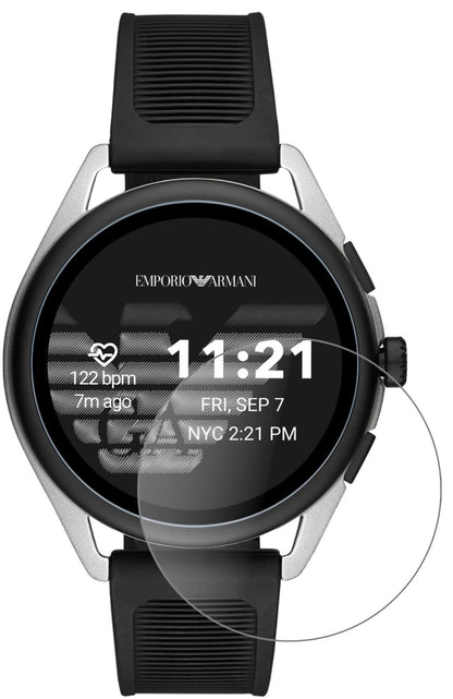 Emporio ArmaniSmartwatch 3 mit aufgebrachter dipos Panzerfolie, die lästige Fingerabdrücke minimiert