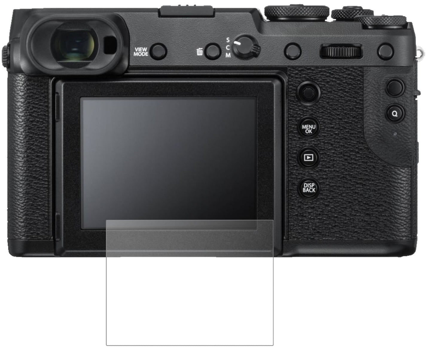 FujifilmGFX 50R mit aufgebrachter dipos Panzerfolie, die lästige Fingerabdrücke minimiert