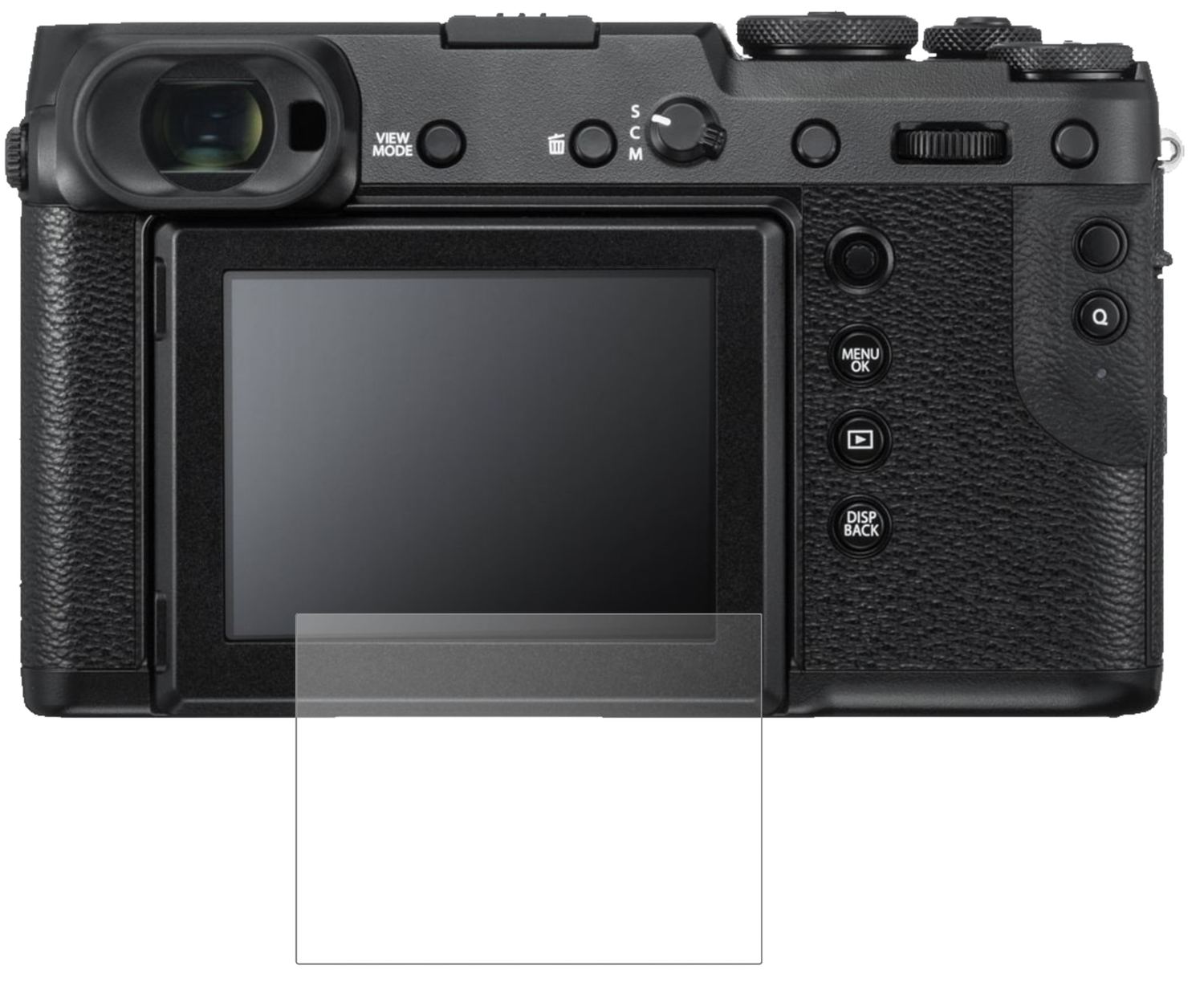 FujifilmGFX 50R mit aufgebrachter dipos Panzerfolie, die lästige Fingerabdrücke minimiert