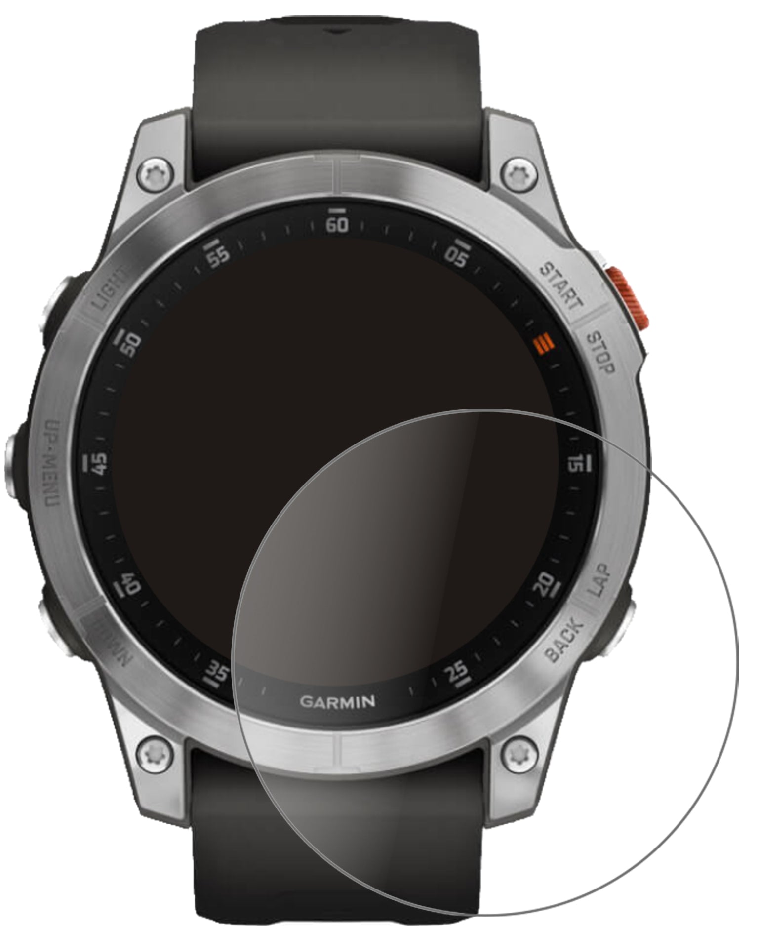 GarminEpix Gen 2 mit aufgebrachter dipos Panzerfolie, die lästige Fingerabdrücke minimiert