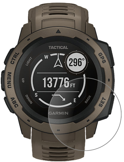 GarminInstinct Tactical Edition mit aufgebrachter dipos Panzerfolie, die lästige Fingerabdrücke minimiert