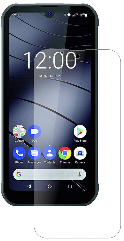 GigasetGX290 Plus mit aufgebrachter dipos Panzerfolie, die lästige Fingerabdrücke minimiert