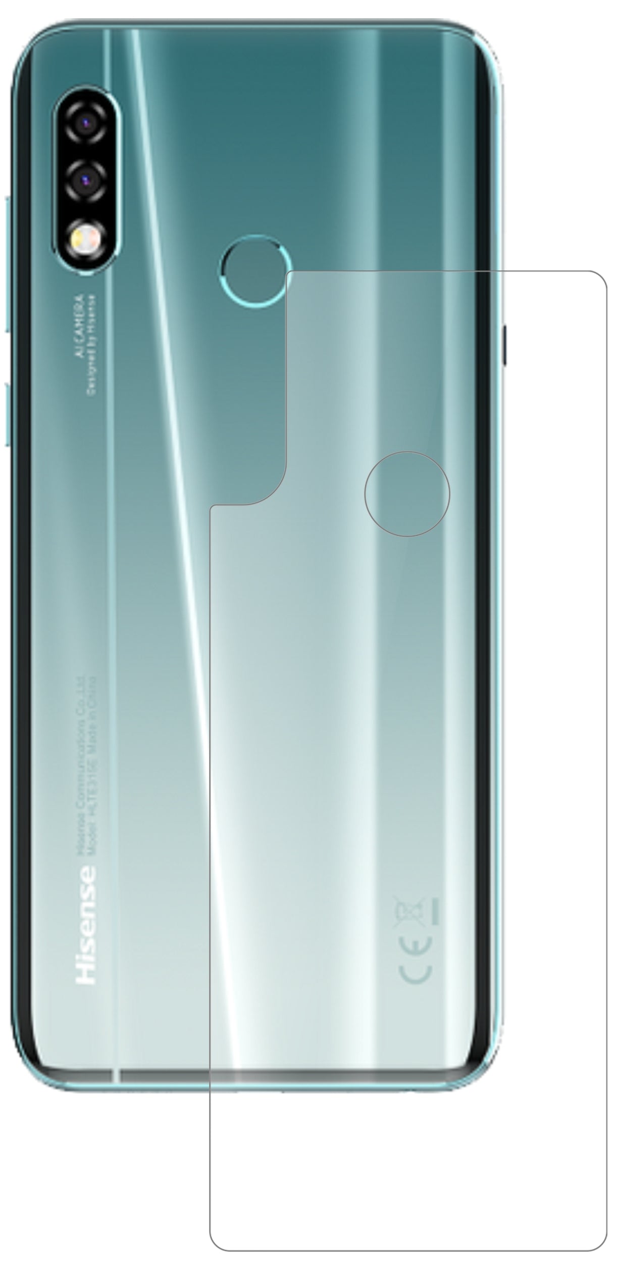 HisenseInfinity H30 Rückseite mit aufgebrachter dipos Panzerfolie, die lästige Fingerabdrücke minimiert