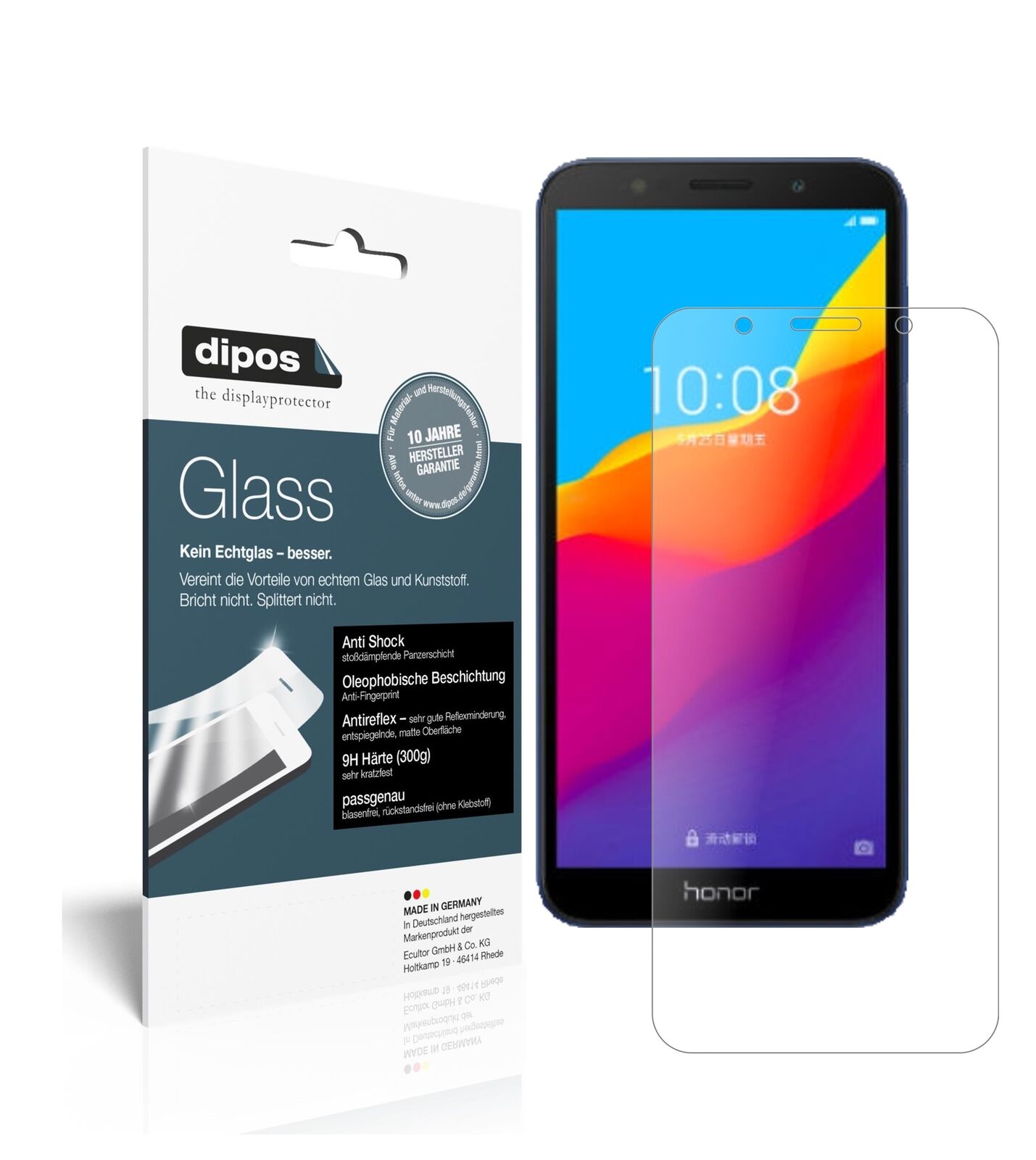 Honor7 play mit aufgebrachter dipos Panzerfolie, die lästige Fingerabdrücke minimiert