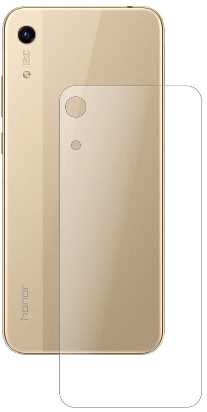 Honor8A Rückseite mit aufgebrachter dipos Panzerfolie, die lästige Fingerabdrücke minimiert