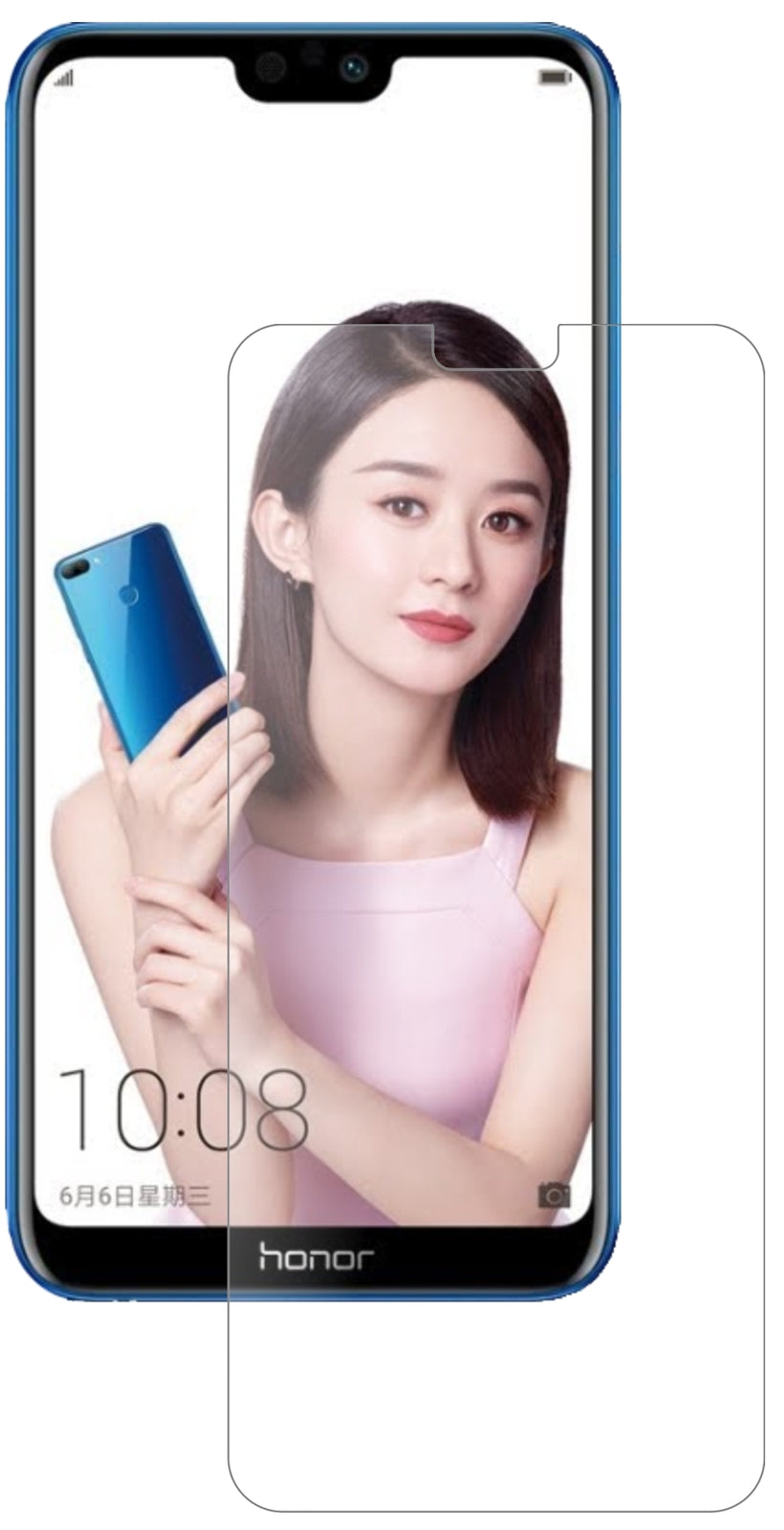 Honor9i 2018 mit aufgebrachter dipos Panzerfolie, die lästige Fingerabdrücke minimiert