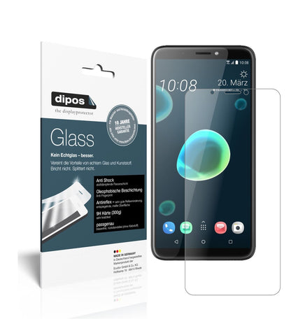 HTCDesire 12 mit aufgebrachter dipos Panzerfolie, die lästige Fingerabdrücke minimiert