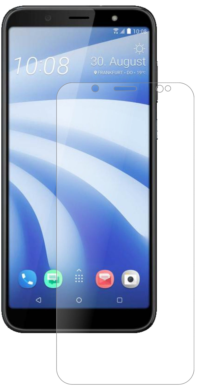 HTCU12 Life mit aufgebrachter dipos Panzerfolie, die lästige Fingerabdrücke minimiert