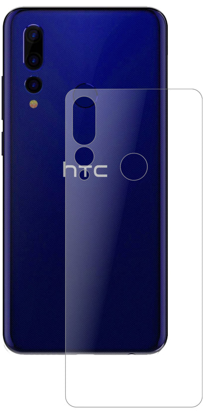 HTCWildfire X Rückseite mit aufgebrachter dipos Panzerfolie, die lästige Fingerabdrücke minimiert