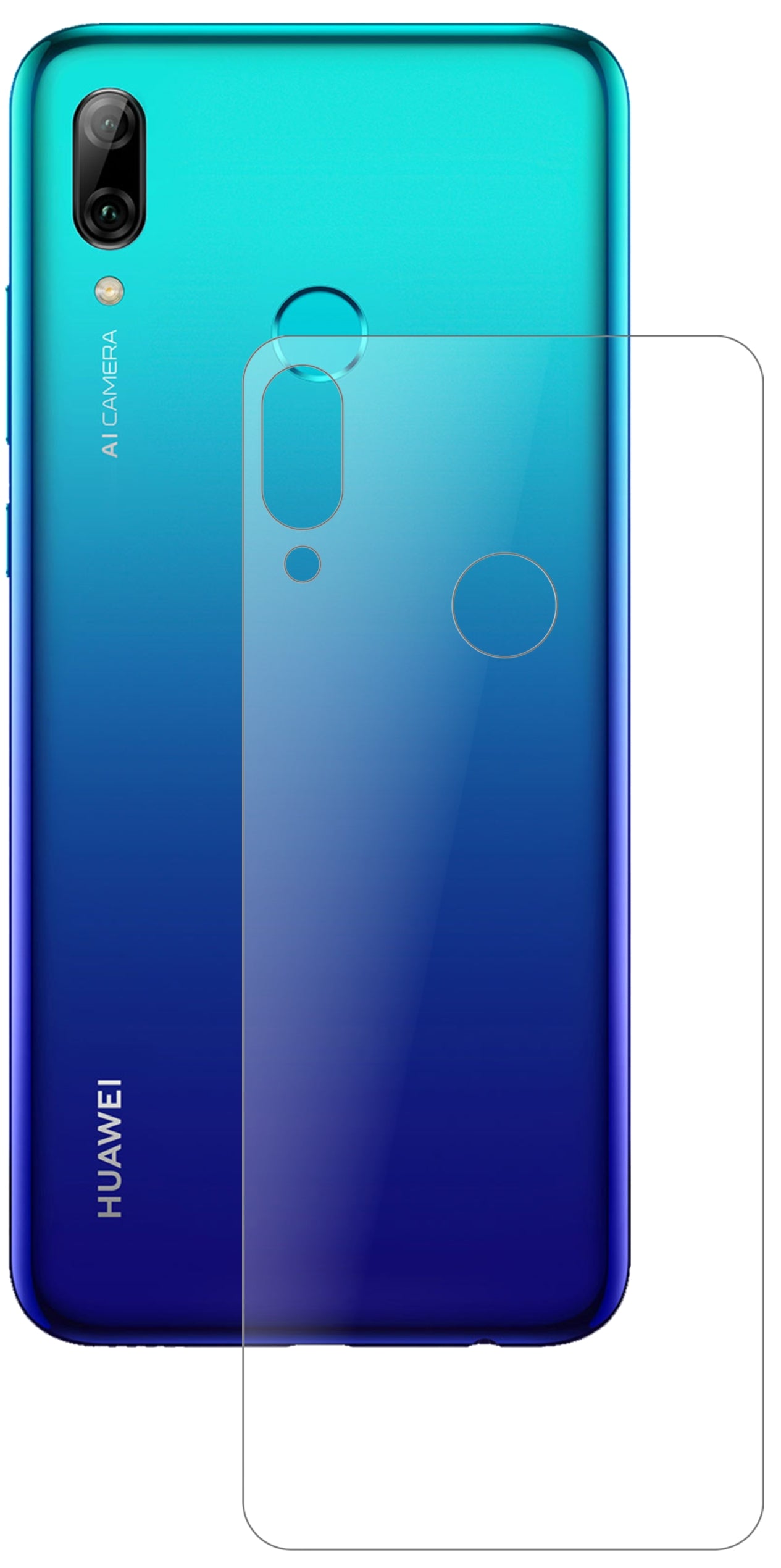 HuaweiEnjoy 9S Rückseite mit aufgebrachter dipos Panzerfolie, die lästige Fingerabdrücke minimiert