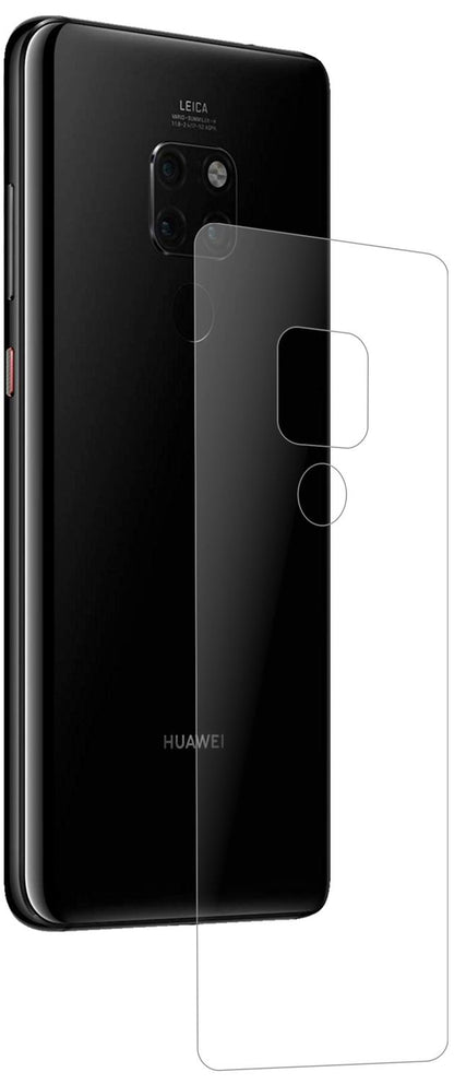 HuaweiMate 20 Rückseite mit aufgebrachter dipos Panzerfolie, die lästige Fingerabdrücke minimiert
