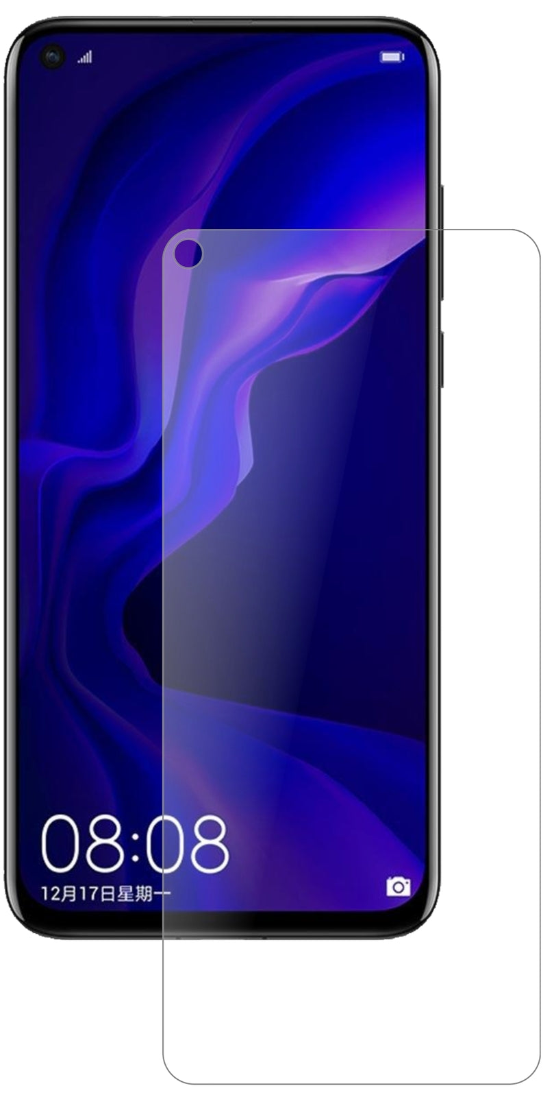 HuaweiNova 4 mit aufgebrachter dipos Panzerfolie, die lästige Fingerabdrücke minimiert
