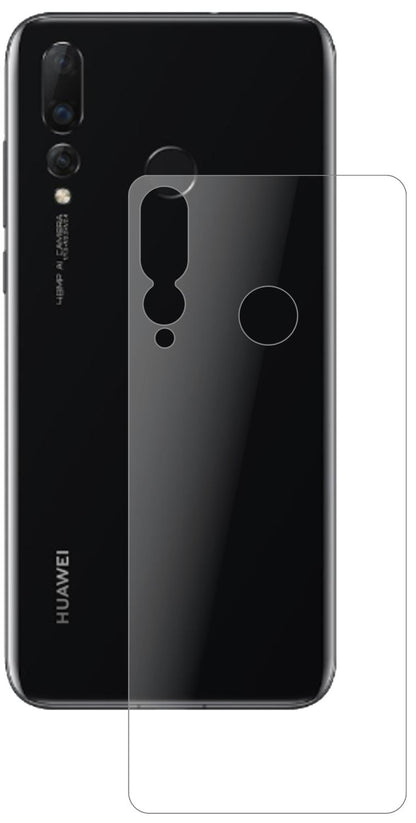 HuaweiNova 4 Rückseite mit aufgebrachter dipos Panzerfolie, die lästige Fingerabdrücke minimiert