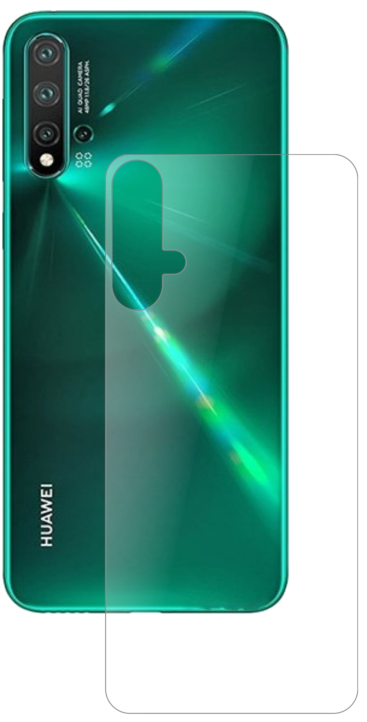 Huaweinova 5 Pro Rückseite mit aufgebrachter dipos Panzerfolie, die lästige Fingerabdrücke minimiert