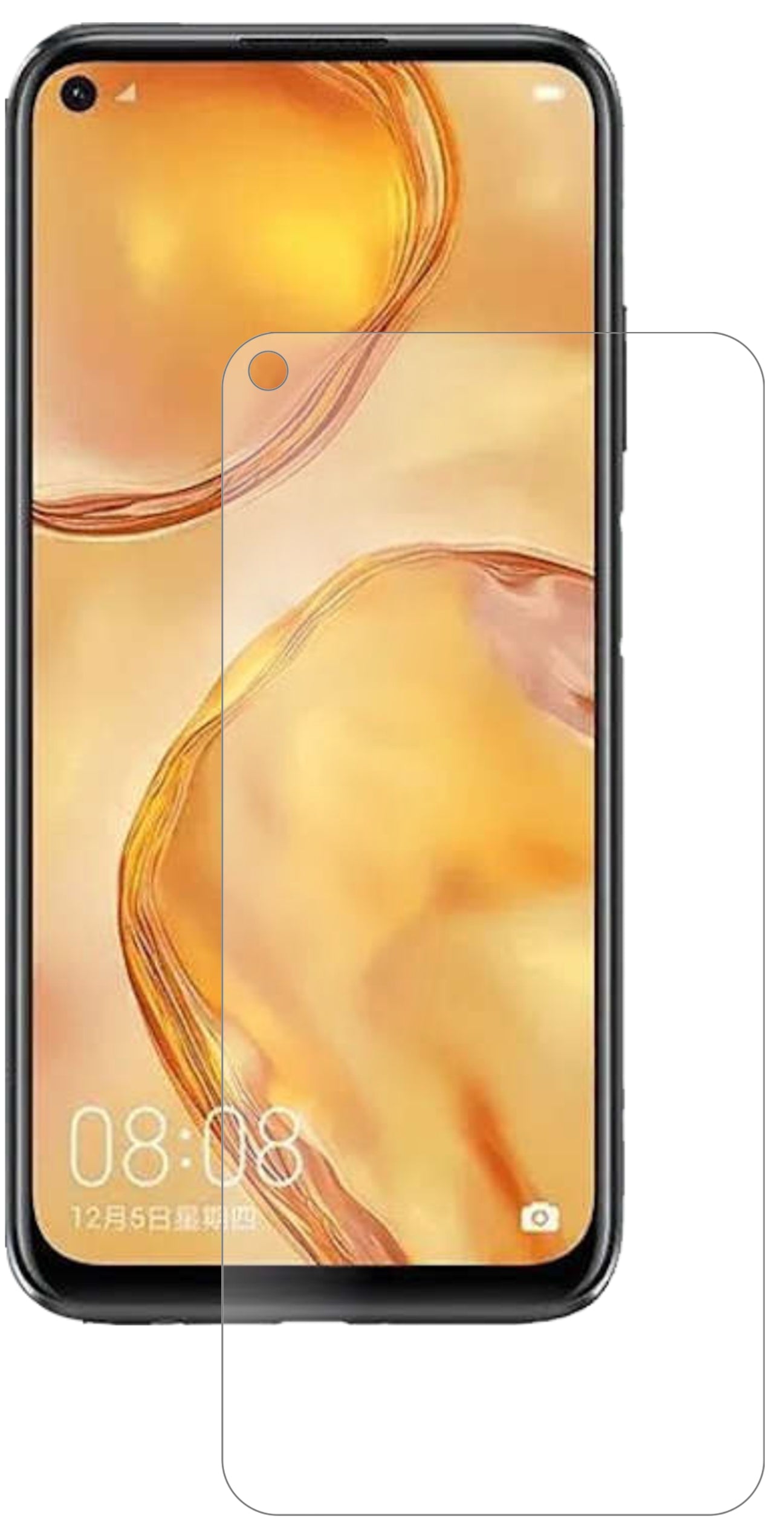 HuaweiP40 Lite mit aufgebrachter dipos Panzerfolie, die lästige Fingerabdrücke minimiert
