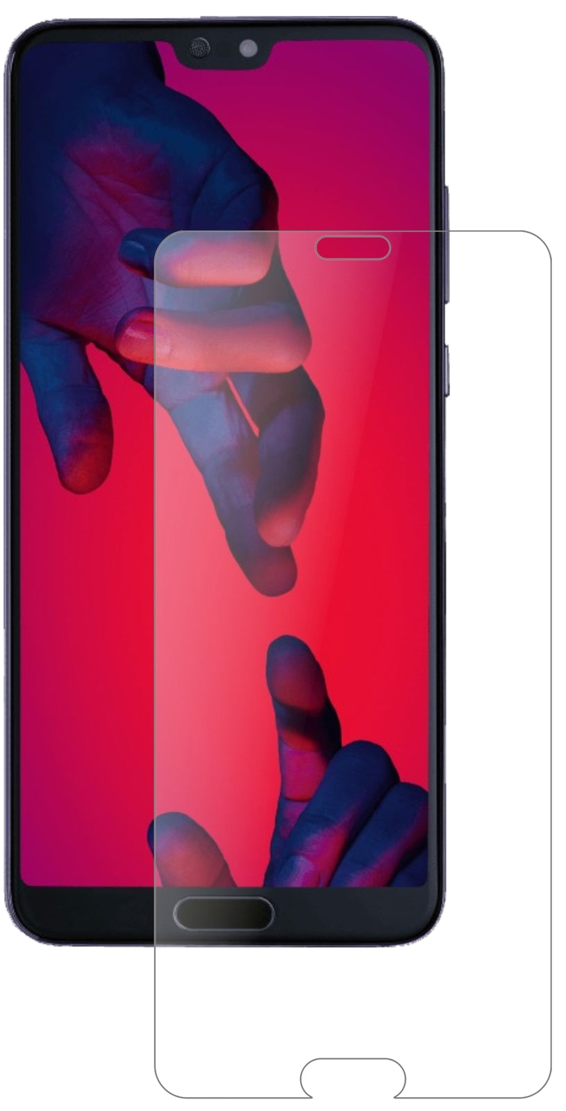 HuaweiP20 mit aufgebrachter dipos Panzerfolie, die lästige Fingerabdrücke minimiert