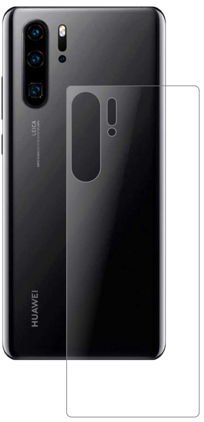 HuaweiP30 Pro New Edition Rückseite mit aufgebrachter dipos Panzerfolie, die lästige Fingerabdrücke minimiert