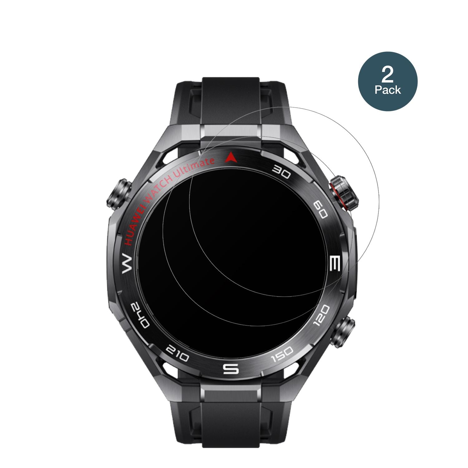 HuaweiWatch Ultimate 2 Black mit aufgebrachter dipos Panzerfolie, die lästige Fingerabdrücke minimiert