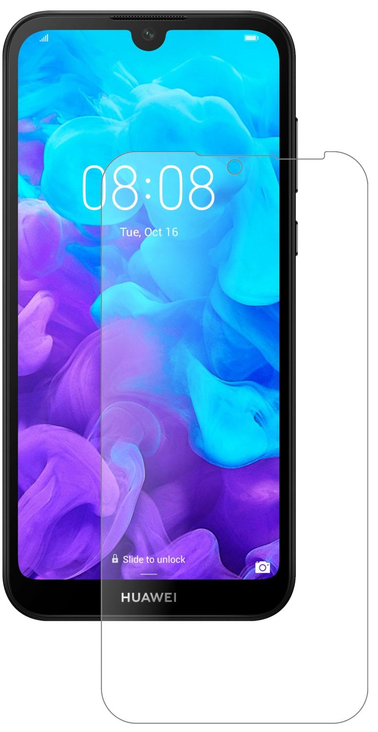 HuaweiY5 (2019) mit aufgebrachter dipos Panzerfolie, die lästige Fingerabdrücke minimiert