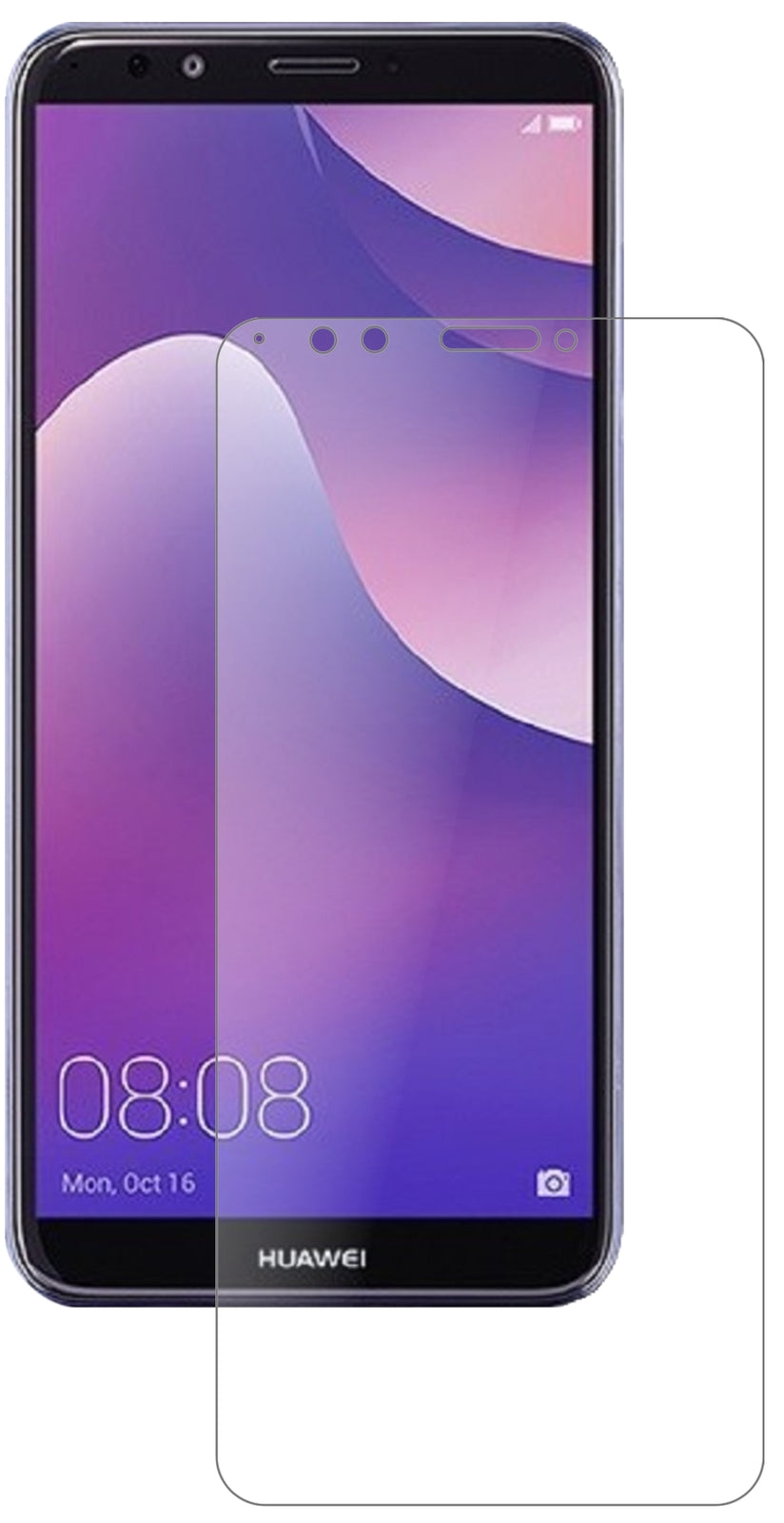 HuaweiY7 (2018) mit aufgebrachter dipos Panzerfolie, die lästige Fingerabdrücke minimiert