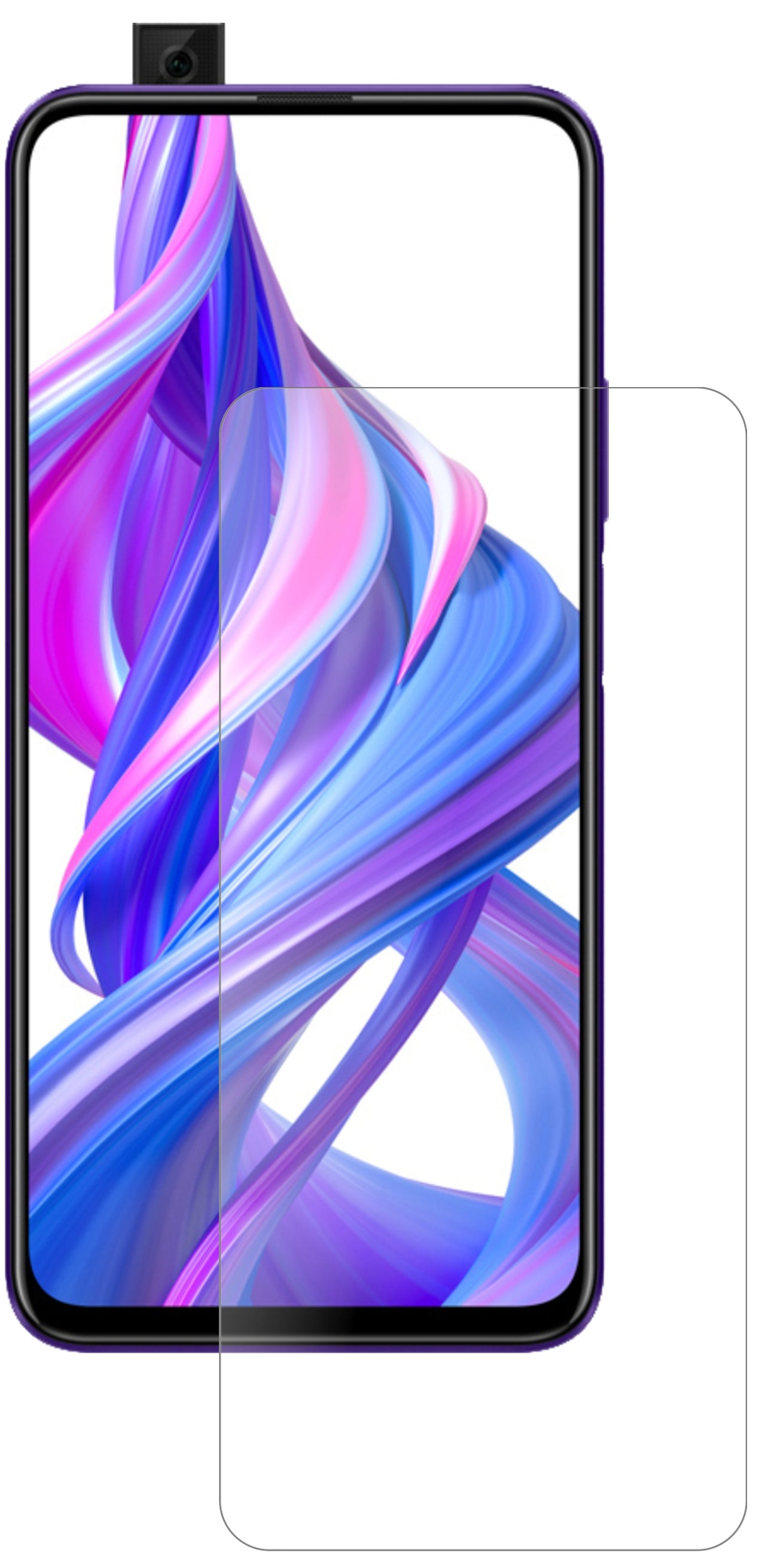 HuaweiY9s mit aufgebrachter dipos Panzerfolie, die lästige Fingerabdrücke minimiert