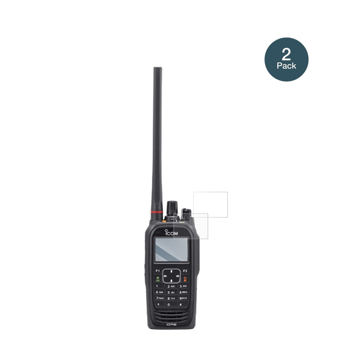 IcomIC-F4400DT mit aufgebrachter dipos Panzerfolie, die lästige Fingerabdrücke minimiert