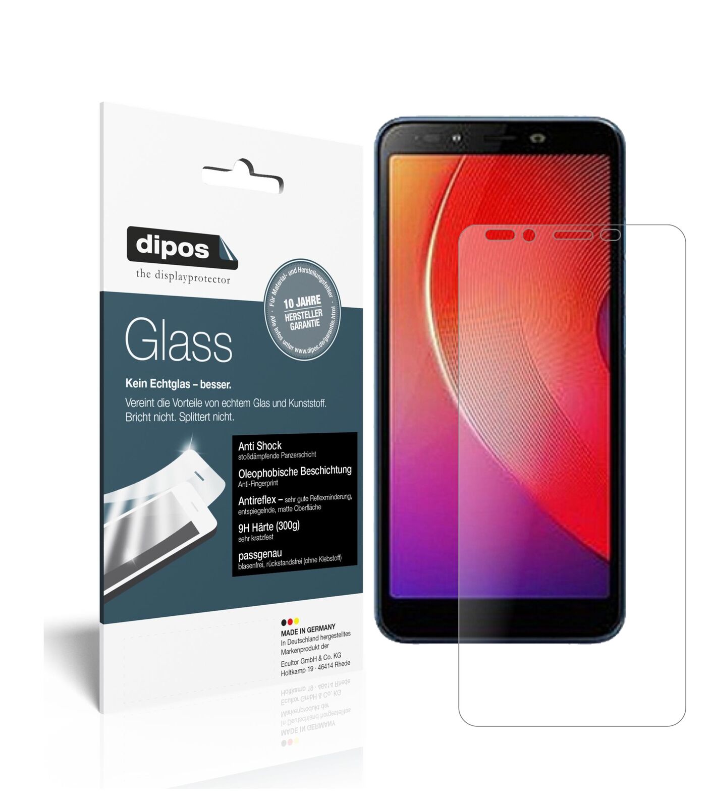 InfinixSmart 2 Pro mit aufgebrachter dipos Panzerfolie, die lästige Fingerabdrücke minimiert