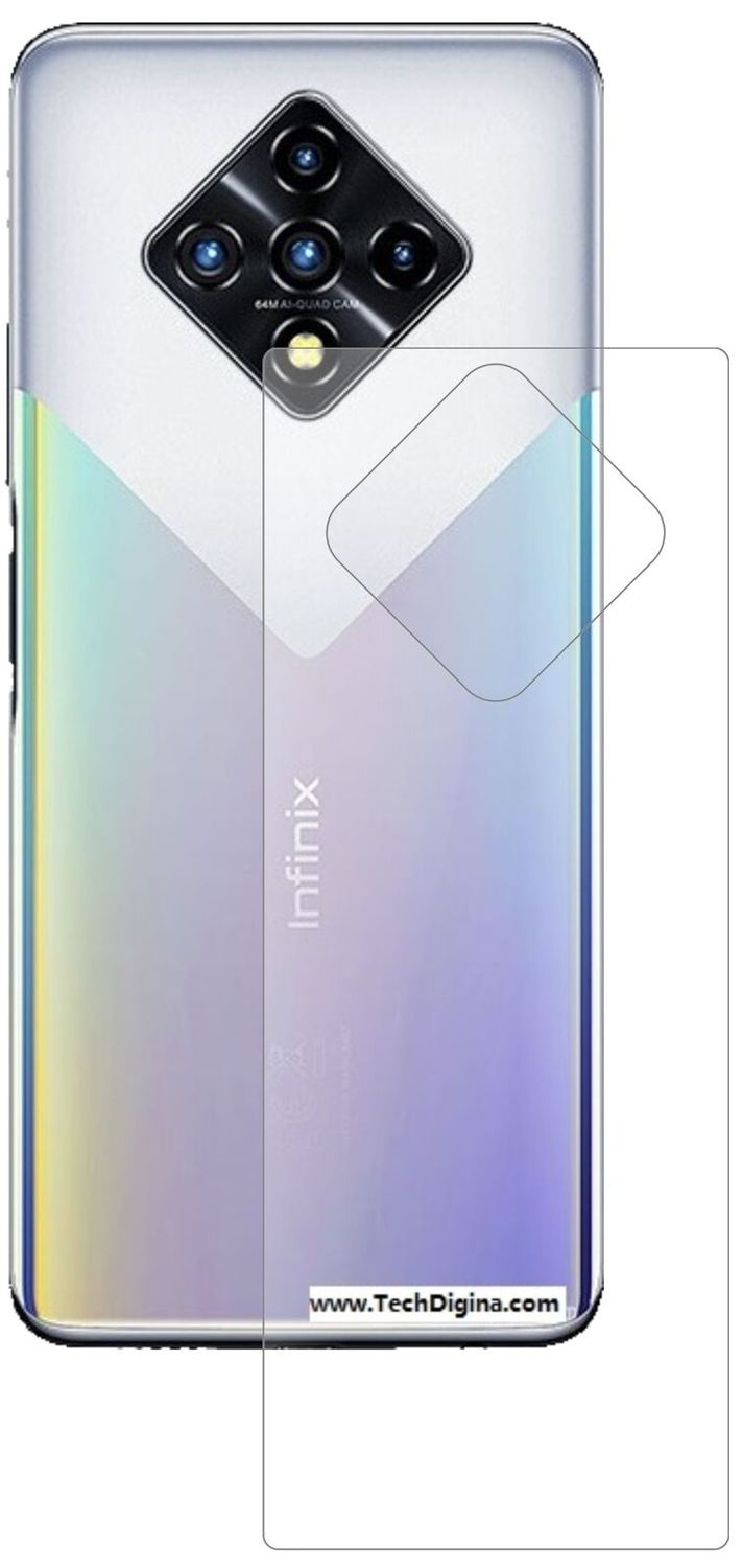 InfinixZero 8 Rückseite mit aufgebrachter dipos Panzerfolie, die lästige Fingerabdrücke minimiert