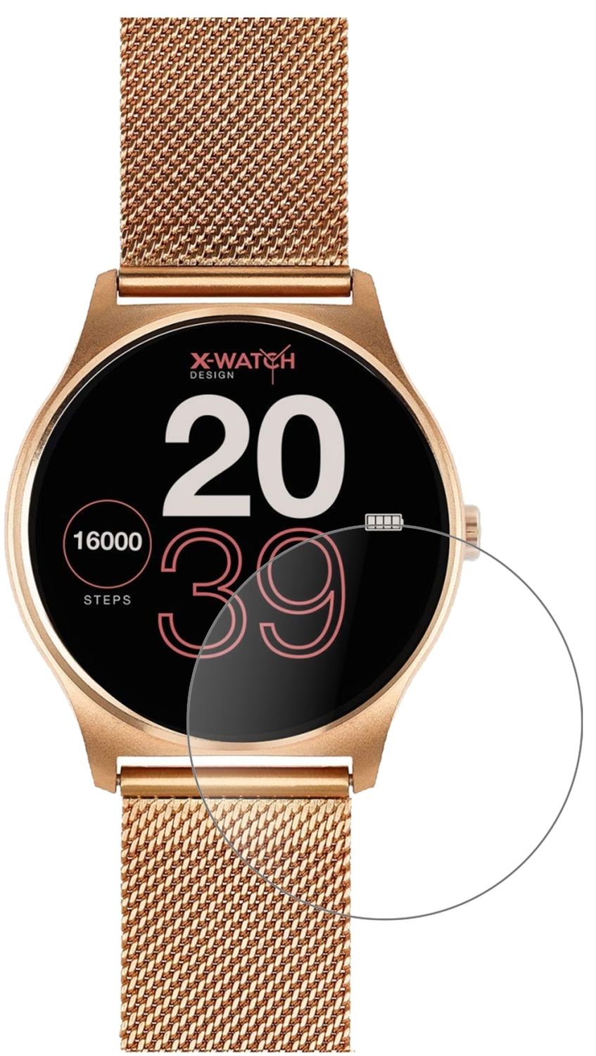 JoliXW Pro Smartwatch mit aufgebrachter dipos Panzerfolie, die lästige Fingerabdrücke minimiert