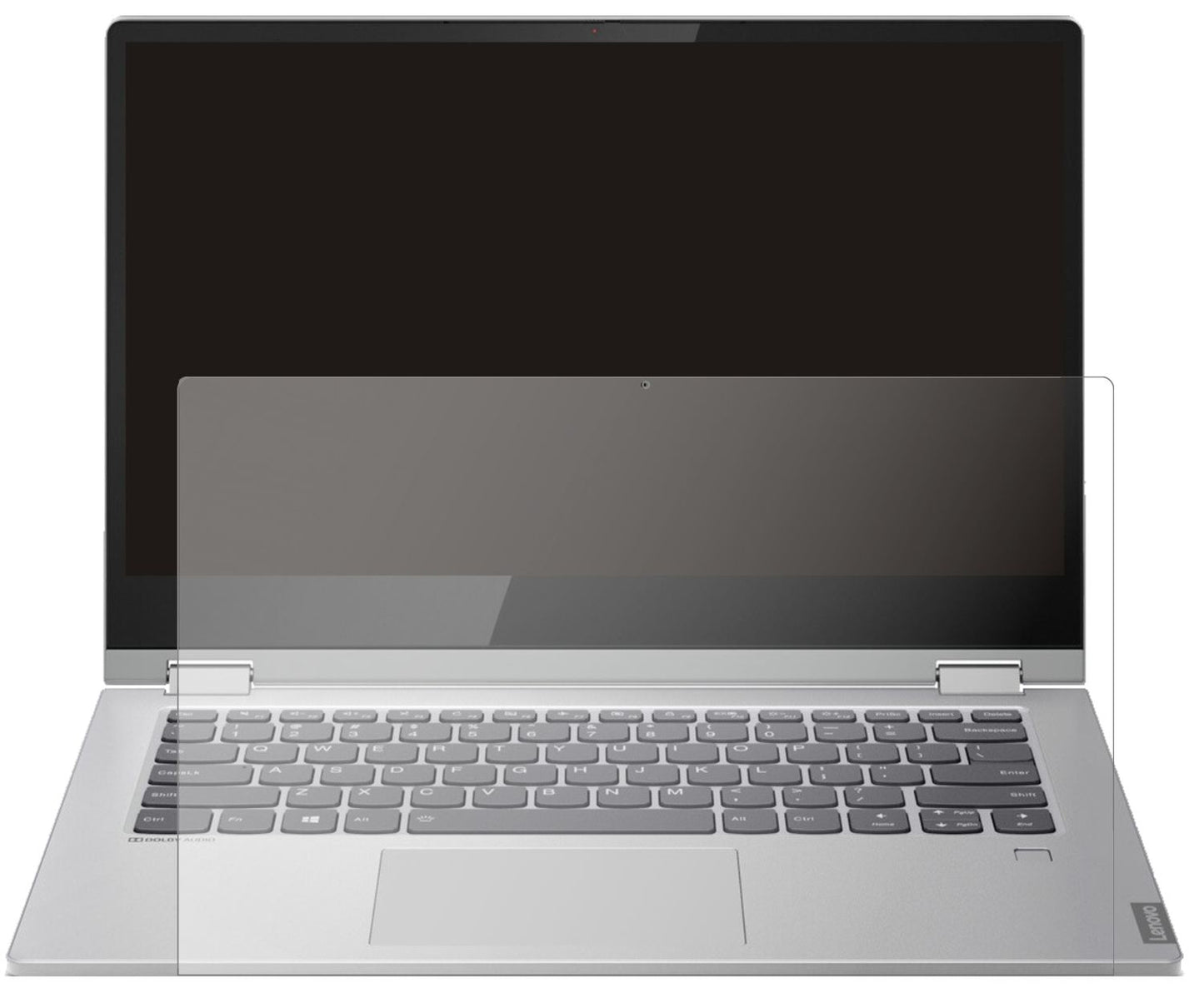 LenovoIdeapad C340 14 Zoll mit aufgebrachter dipos Panzerfolie, die lästige Fingerabdrücke minimiert