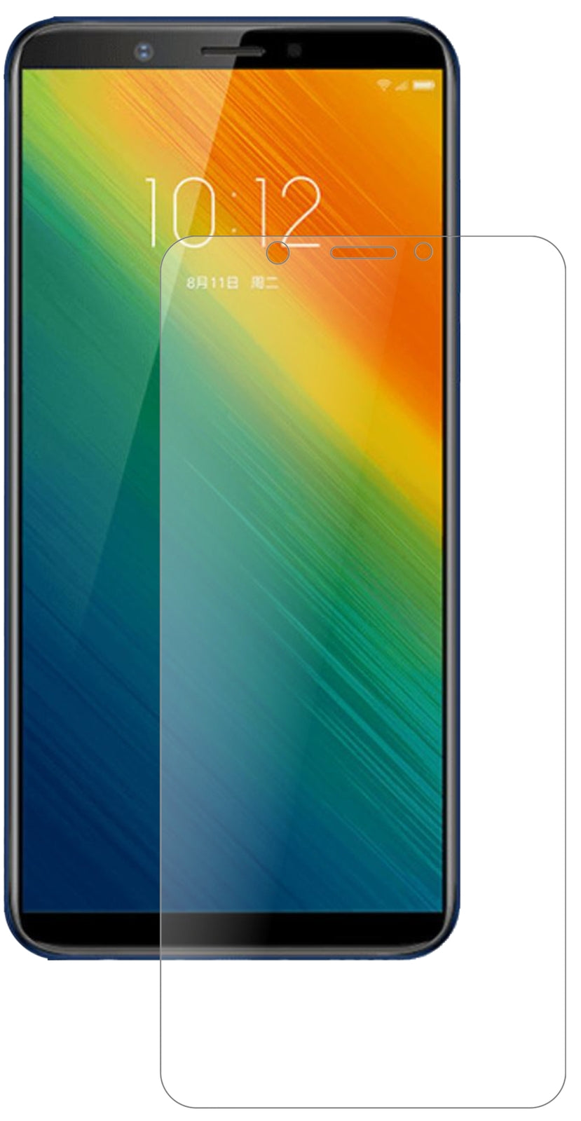 LenovoK5 Note 2018 mit aufgebrachter dipos Panzerfolie, die lästige Fingerabdrücke minimiert