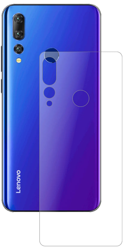 LenovoK6 Enjoy Rückseite mit aufgebrachter dipos Panzerfolie, die lästige Fingerabdrücke minimiert