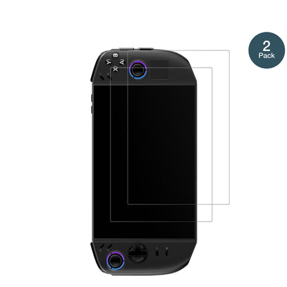 LenovoLegion Go 2 mit aufgebrachter dipos Panzerfolie, die lästige Fingerabdrücke minimiert