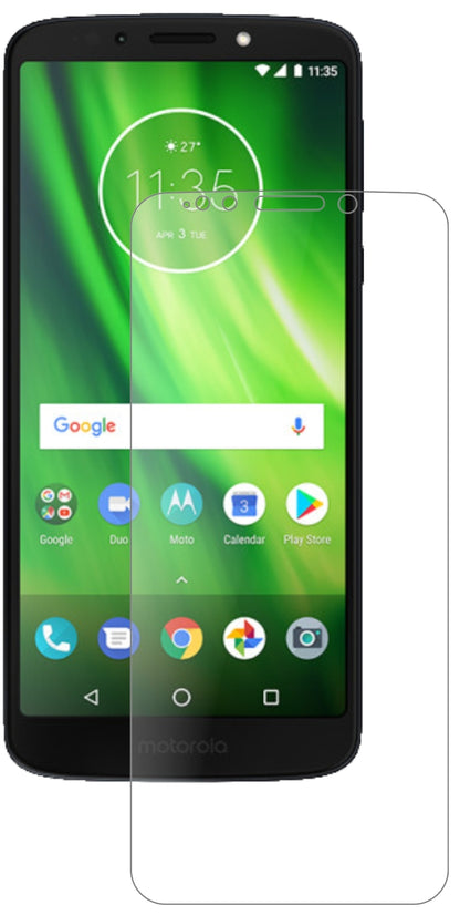 LenovoMoto G6 Play mit aufgebrachter dipos Panzerfolie, die lästige Fingerabdrücke minimiert