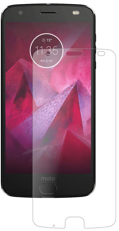 LenovoMoto Z2 Play mit aufgebrachter dipos Panzerfolie, die lästige Fingerabdrücke minimiert