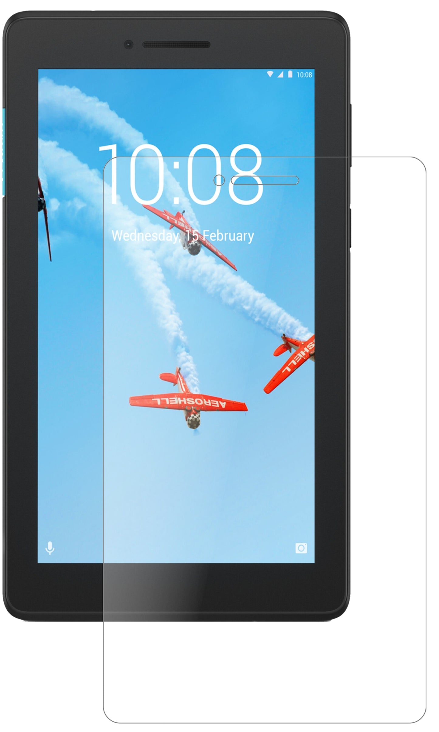 LenovoTB-7104F mit aufgebrachter dipos Panzerfolie, die lästige Fingerabdrücke minimiert