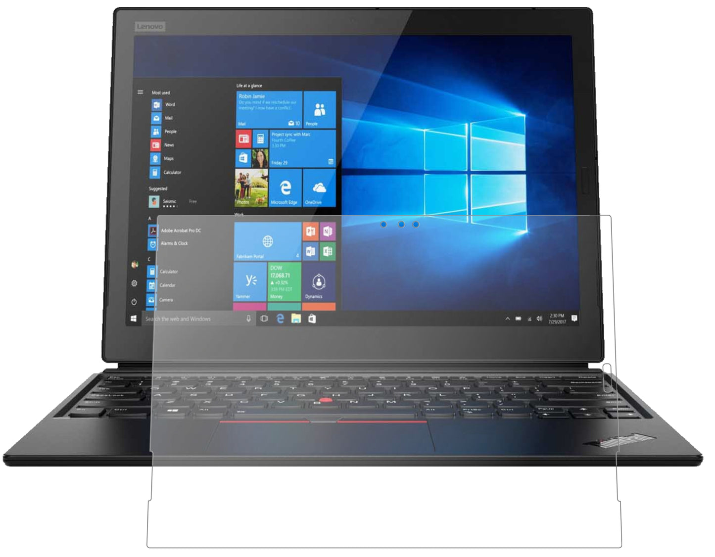 LenovoThinkPad X1 Tablet 3. Gen. mit aufgebrachter dipos Panzerfolie, die lästige Fingerabdrücke minimiert
