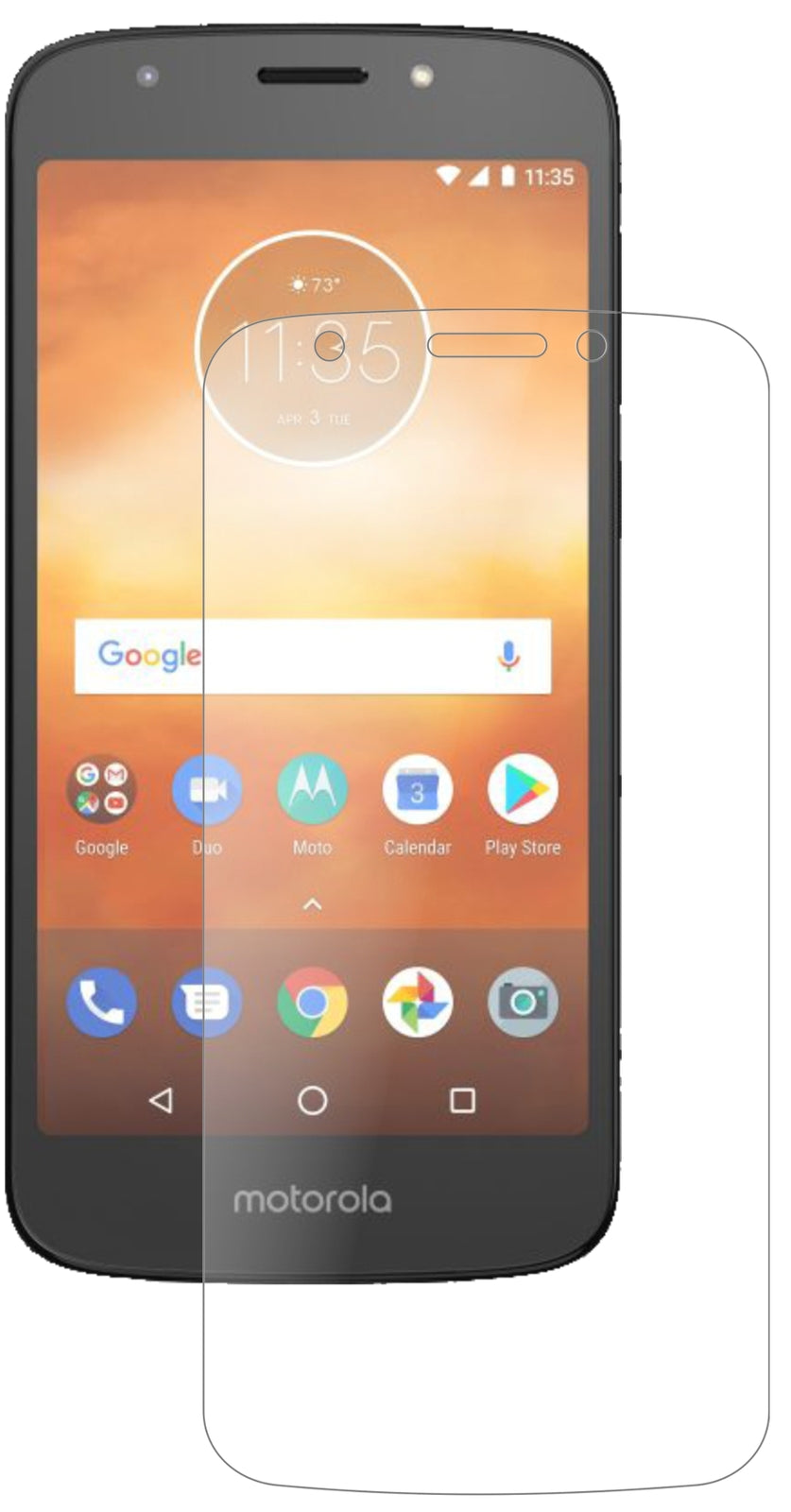 MotorolaMoto E5 Play Go mit aufgebrachter dipos Panzerfolie, die lästige Fingerabdrücke minimiert