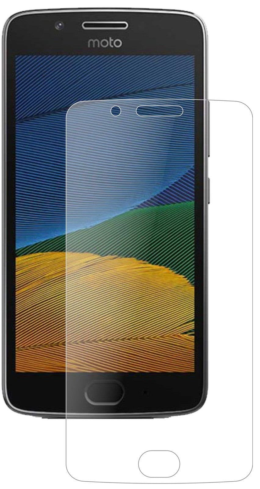MotorolaMoto G5 Plus mit aufgebrachter dipos Panzerfolie, die lästige Fingerabdrücke minimiert
