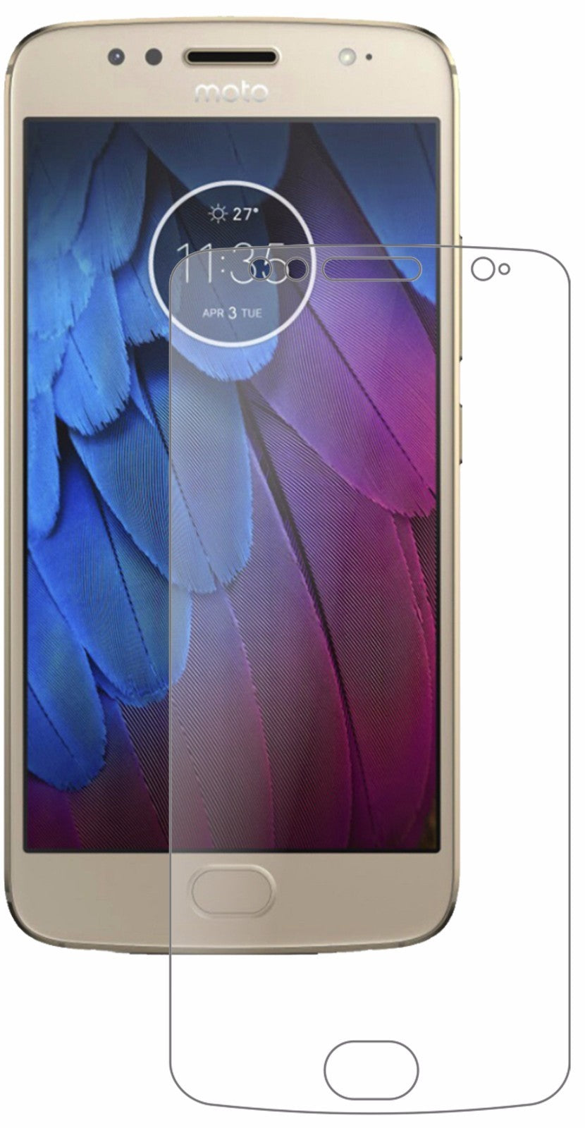 MotorolaMoto G5s mit aufgebrachter dipos Panzerfolie, die lästige Fingerabdrücke minimiert