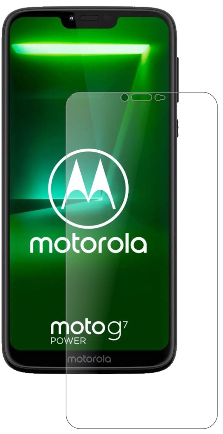 MotorolaMoto G7 Power mit aufgebrachter dipos Panzerfolie, die lästige Fingerabdrücke minimiert