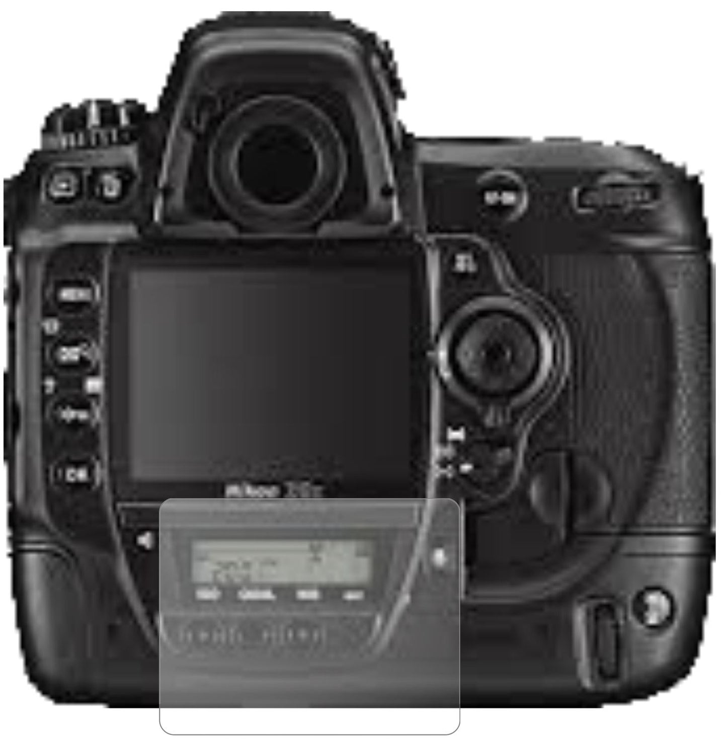 NikonD3x mit aufgebrachter dipos Panzerfolie, die lästige Fingerabdrücke minimiert